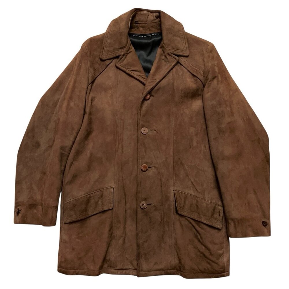 VTG 70s 80s Suede Leather Jacket Coat Mens 36 (Fits Small) Brown Dupont Quilon